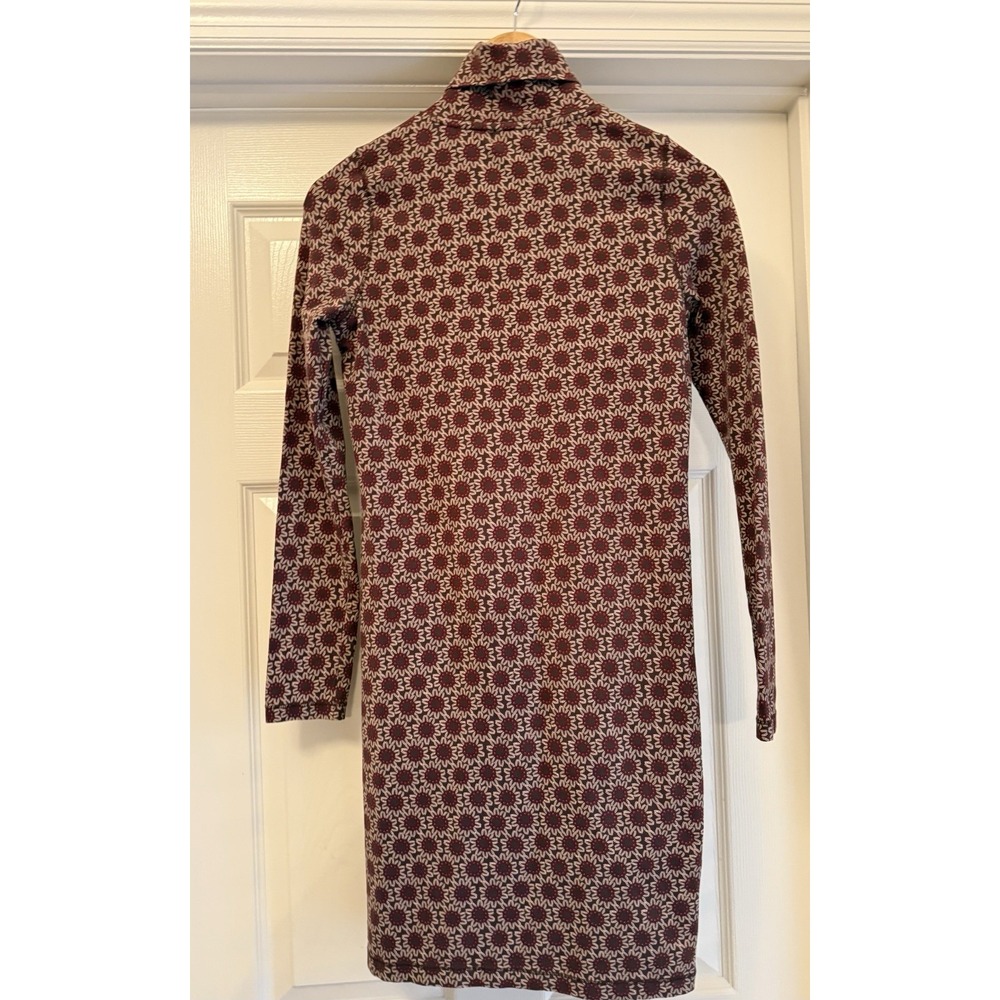 Nation LTD Turtleneck Dress Womens XS Burgundy Floral Pima Cotton Long Sleeve - Picture 4 of 7